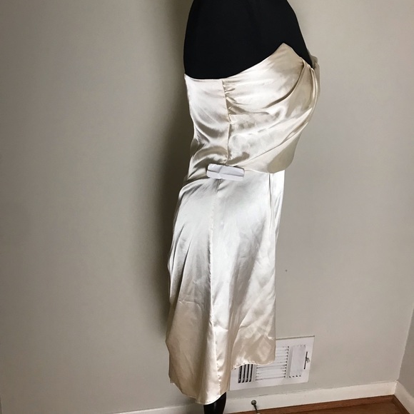 ASOS Champagne Strapless Satin Dress NWT - Picture 4 of 10